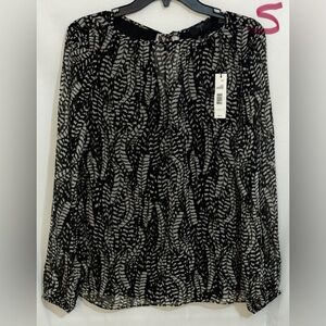 Tahari Black and Gray Midi Top for Work